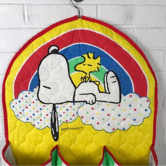Vintage Peanuts Snoopy Charlie Brown Characters Cloth Hanging Organizer - Picture 2 of 10